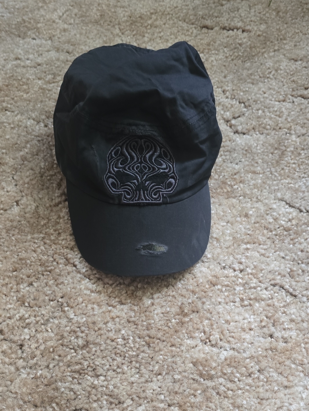 Black Embroidered Harley Davidson Womens Skull Cap